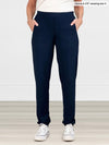 A close up image of Miik's Avalon pull-on dressy jogger in navy