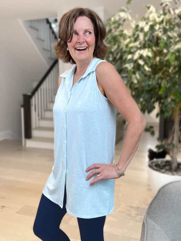 Avy button-up dressy tunic top - FINAL SALE