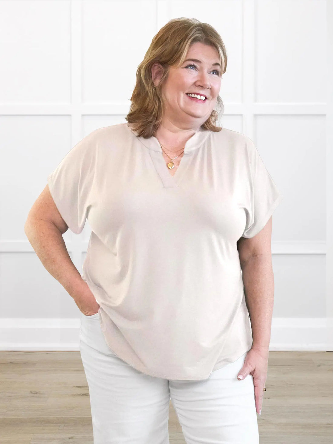 [50% OFF] Cynthia band collar blouse [SLIGHTLY FLAWED] FINAL SALE