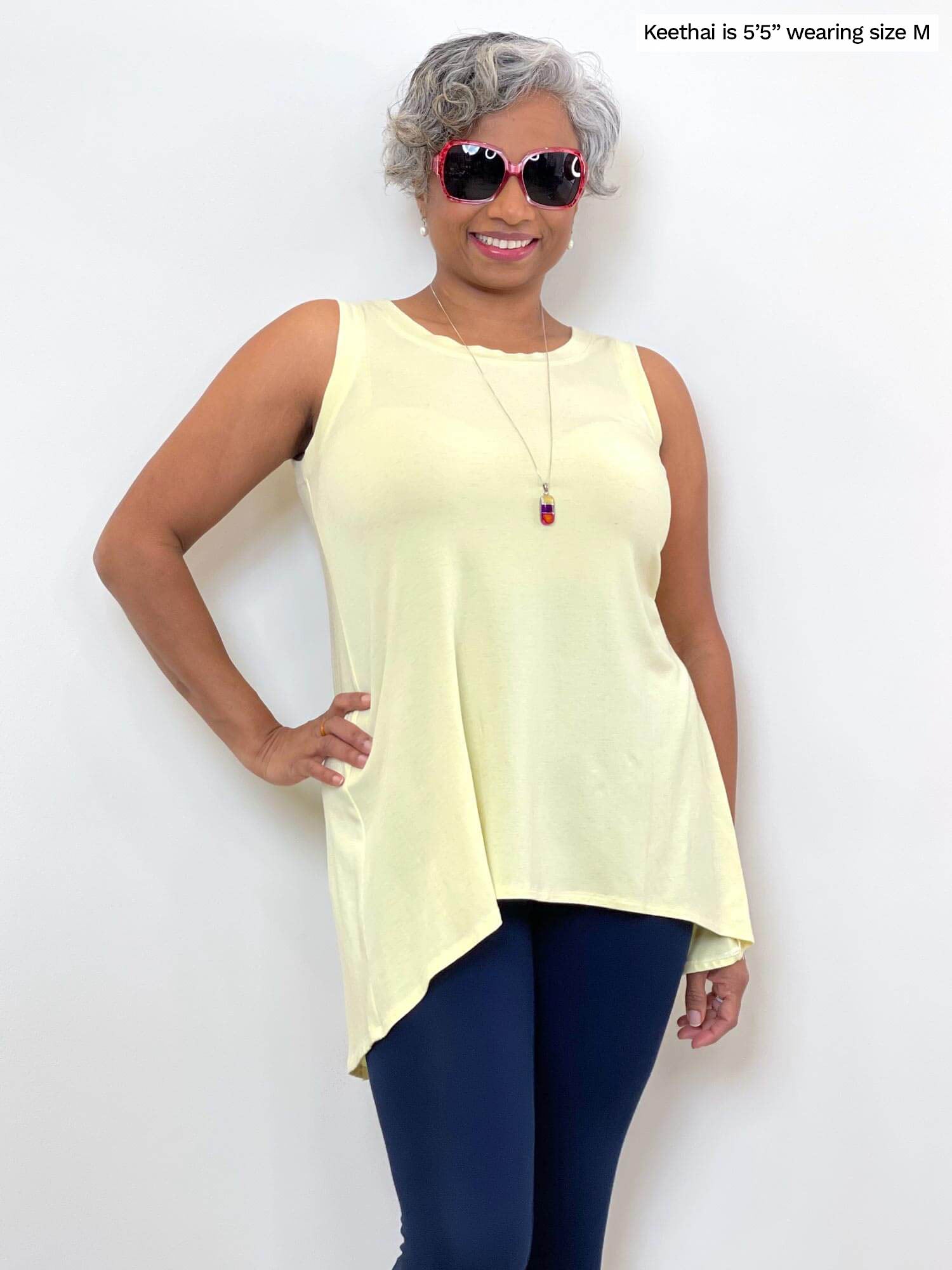 Dalya high low flowy tunic tank lemon sorbet for