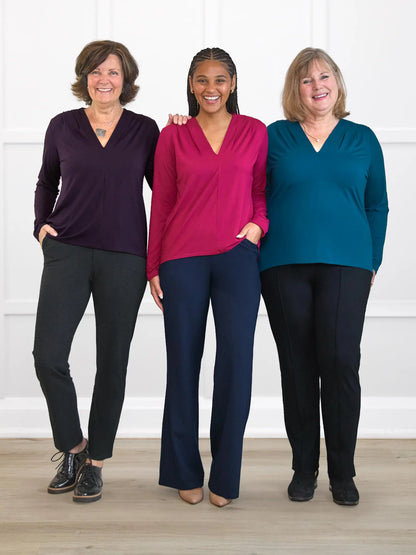 Three Miik models wearing matching outfits with a white background