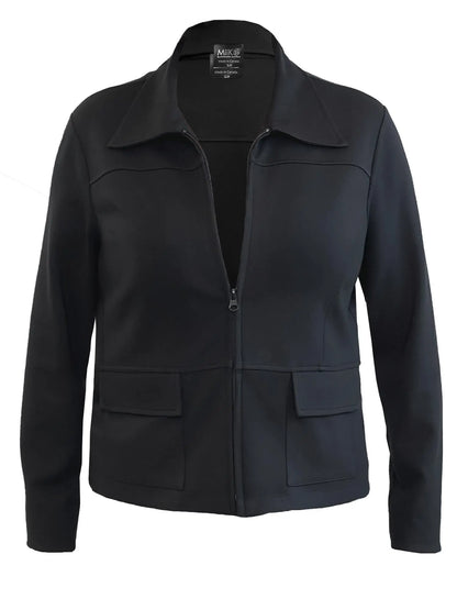 Black jacket with a collar on a white background 