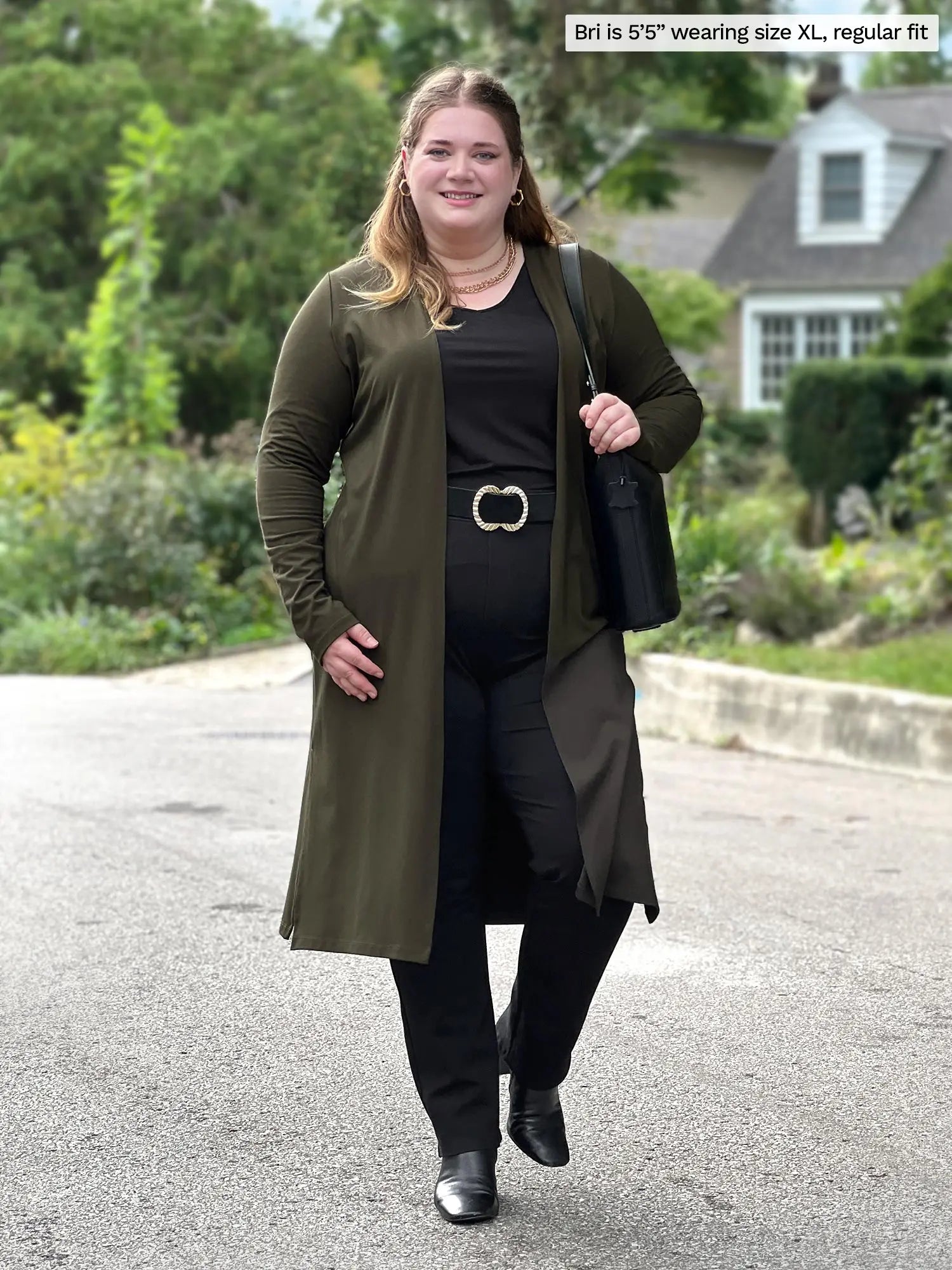 Larissa duster cardigan with pockets Sustainable women s clothing made in Canada Miik Black regular small