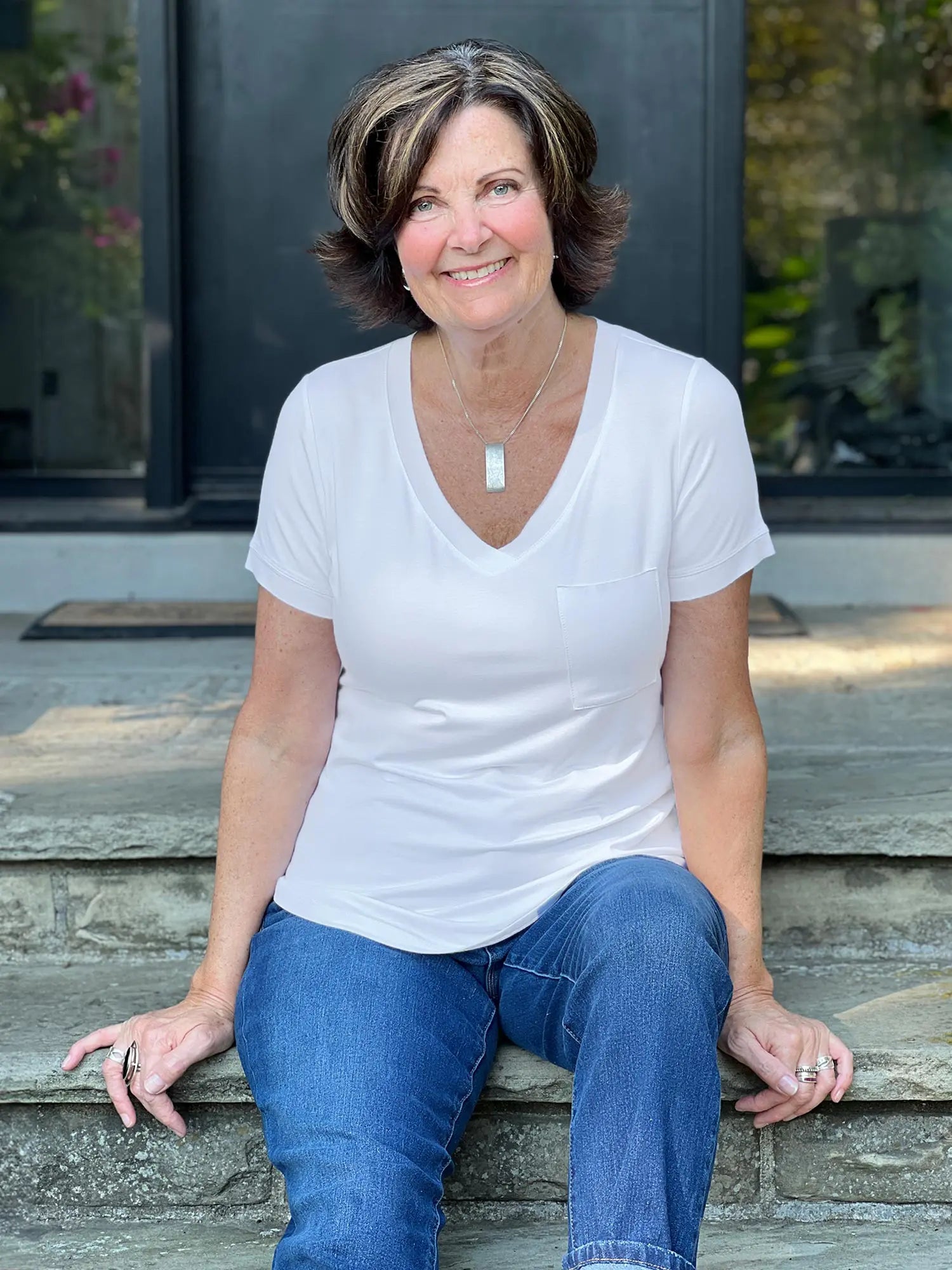 T-shirt à col en V et poche Lex 