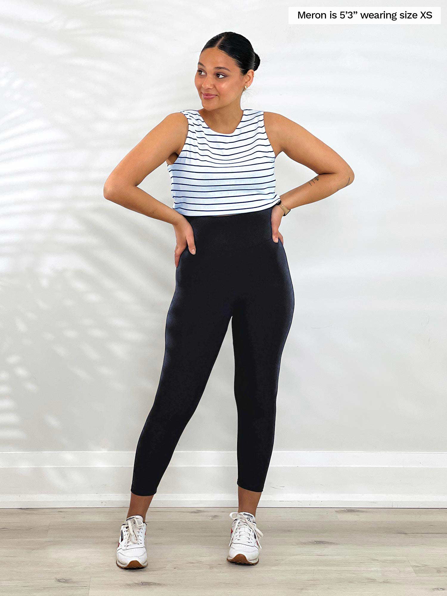 Lisa2 High Waisted Capri Leggings Sustainable Fashion Miik Inc navy xsmall
