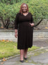 Lolly midi flounce dress with pockets in Dark chocolate 
