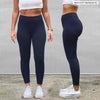 Side and front view of the Lucy mid-rise legging on Miik model Meron (size XS, 5'3")