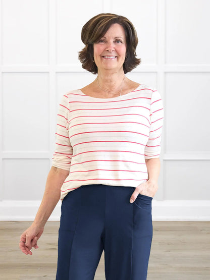 [50 % DE RÉDUCTION] Haut Mahala à col bateau et manches 3/4 [LÉGÈREMENT DÉFECTUEUX] VENTE FINALE