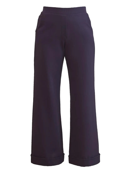 Dark purple wide-leg pants on a white background 