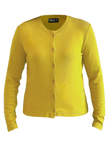 An off figure image of Miiks Maribel crewneck sweater cardigan in dandelion 