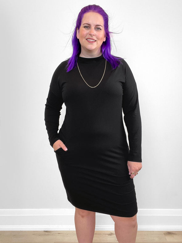 Max mock neck pocket dress