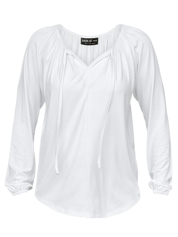 An off-figure image of Miik's Mitchel long sleeve boho peasant top in white