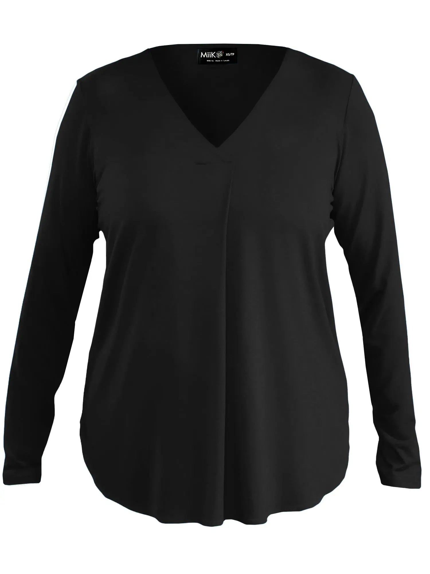 Black long-sleeve top on a white background 