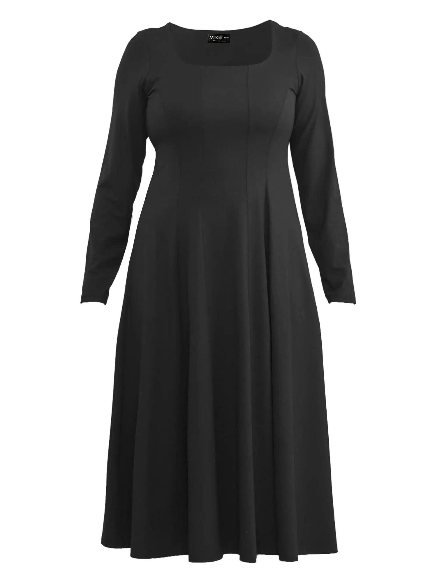 Black dress with long sleeves on a white background 