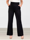 A closeup image of Miik's Reed high waisted pant with pockets in black