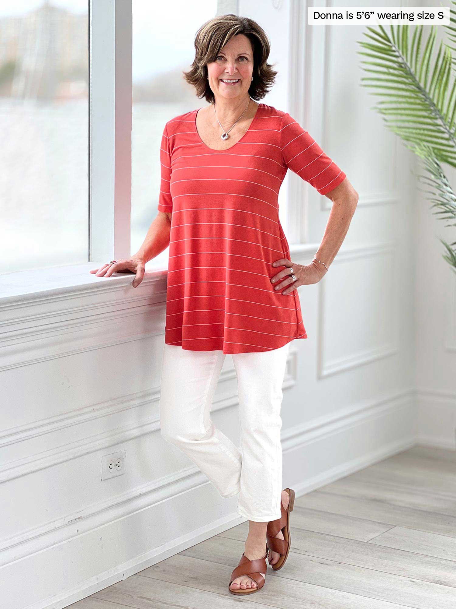 Rocelle half-sleeve scoop neck tunic