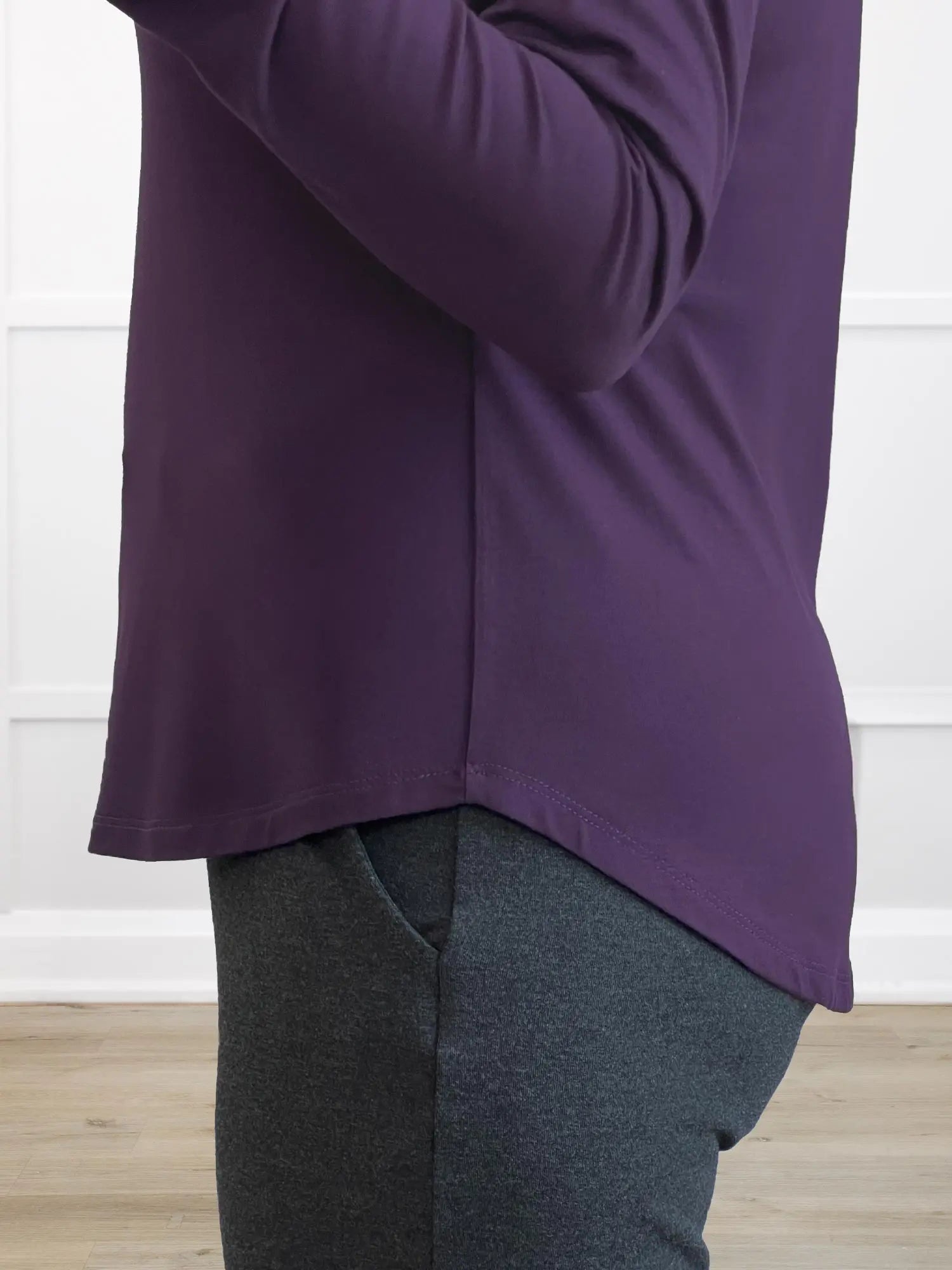 A closeup detail shot of the side slit of Miik&