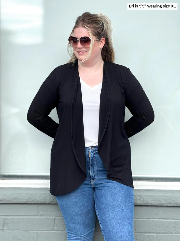 Black waterfall coatigan discount