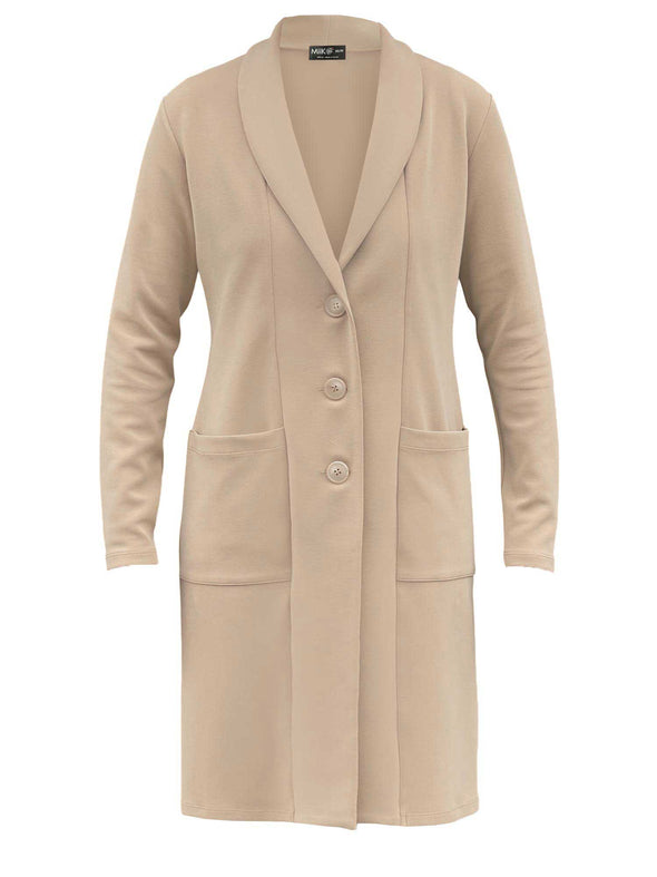 An off figure image of Miik's Serena long coat with pockets