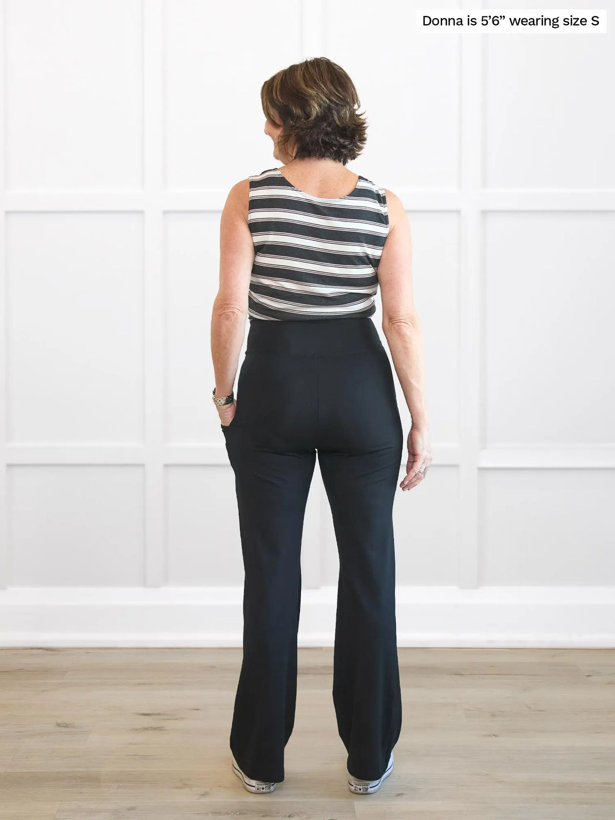 Miik founder Donna (5’6”, small) standing with her back towards the camera showing the back of Miik&
