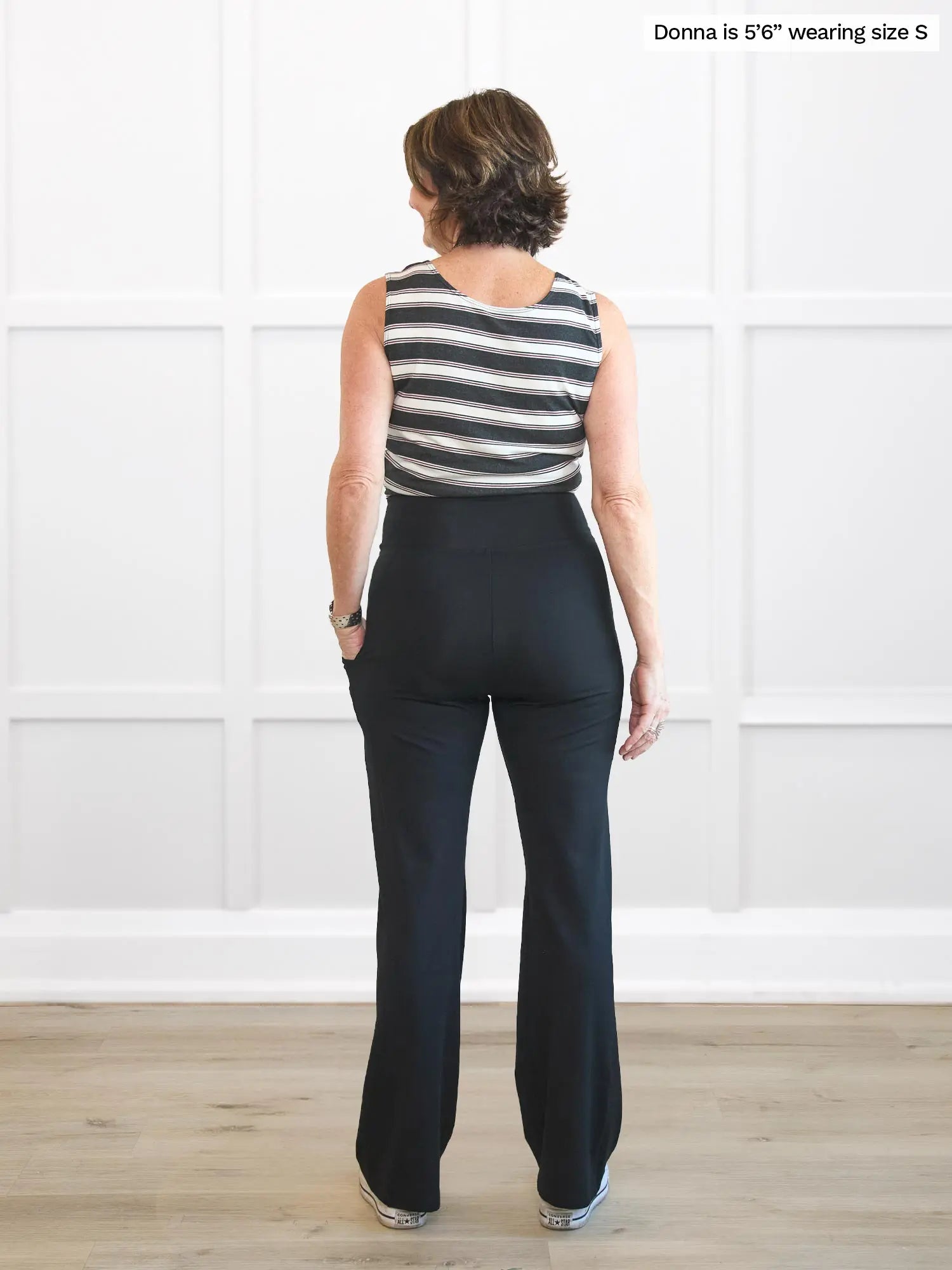 Miik founder Donna (5’6”, small) standing with her back towards the camera showing the back of Miik&
