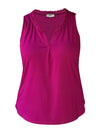 An off figure image of Miik's Skye ruffle neck blouse in ruby