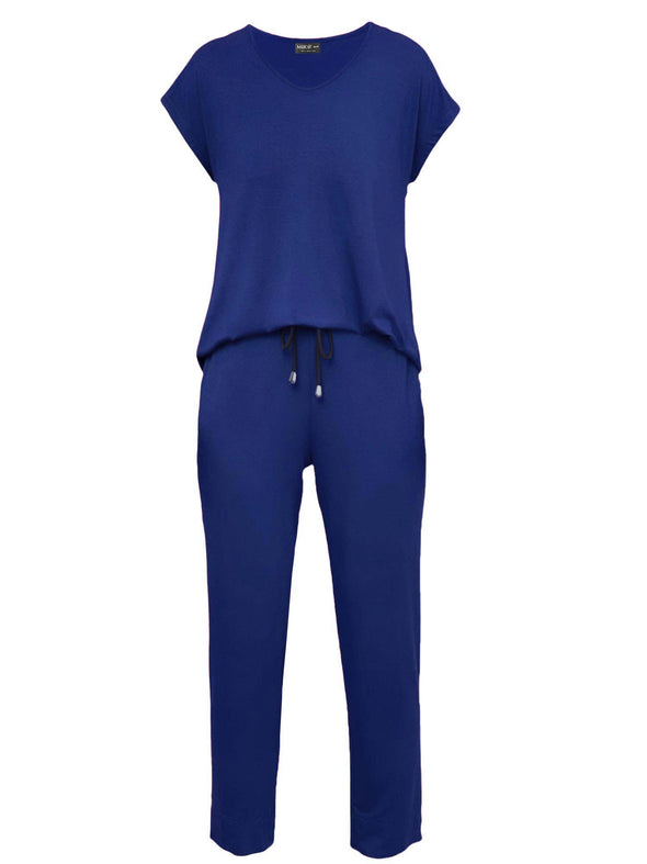 An off figure image of Miik's Stef v-neck open-back capri jumpsuit