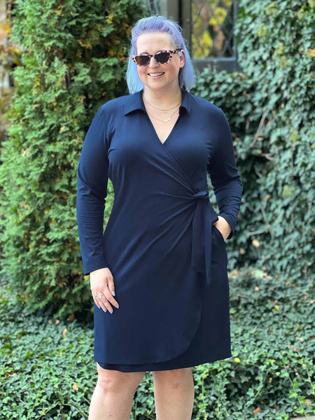 Bobeau solid dolman sleeve faux wrap dress shop