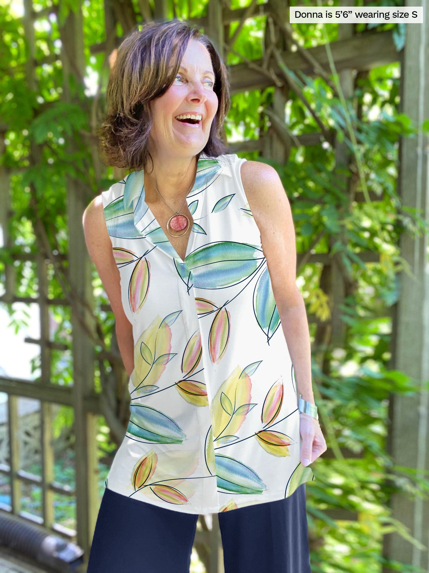 Zuraidah dressy tunic top - FINAL SALE - tropical leaf / xsmall