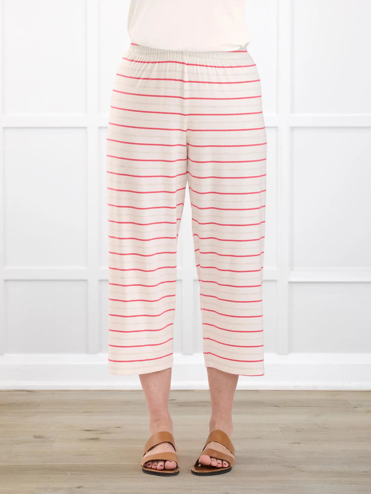 Adhara striped pj capri pant for women in Flamingo stripe 