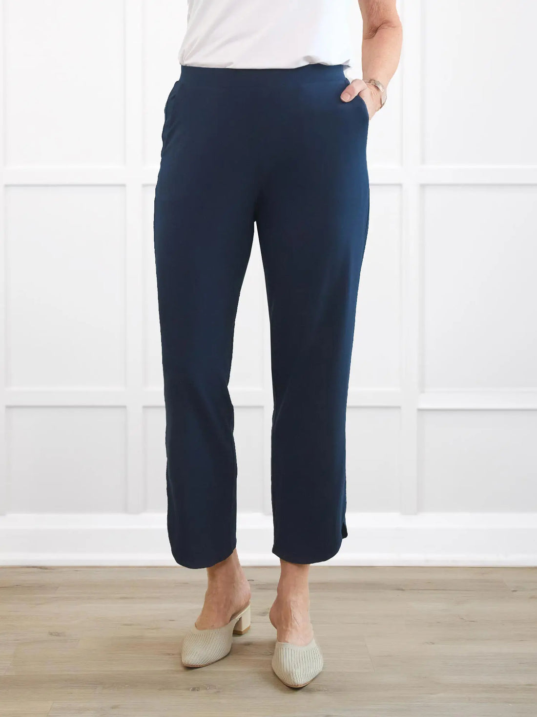 Akira tulip hem capri pant for women in Navy 