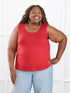 Alanis relaxed tank top for women in Chili on model Kimesha, size 2X @Kimesha-2x 