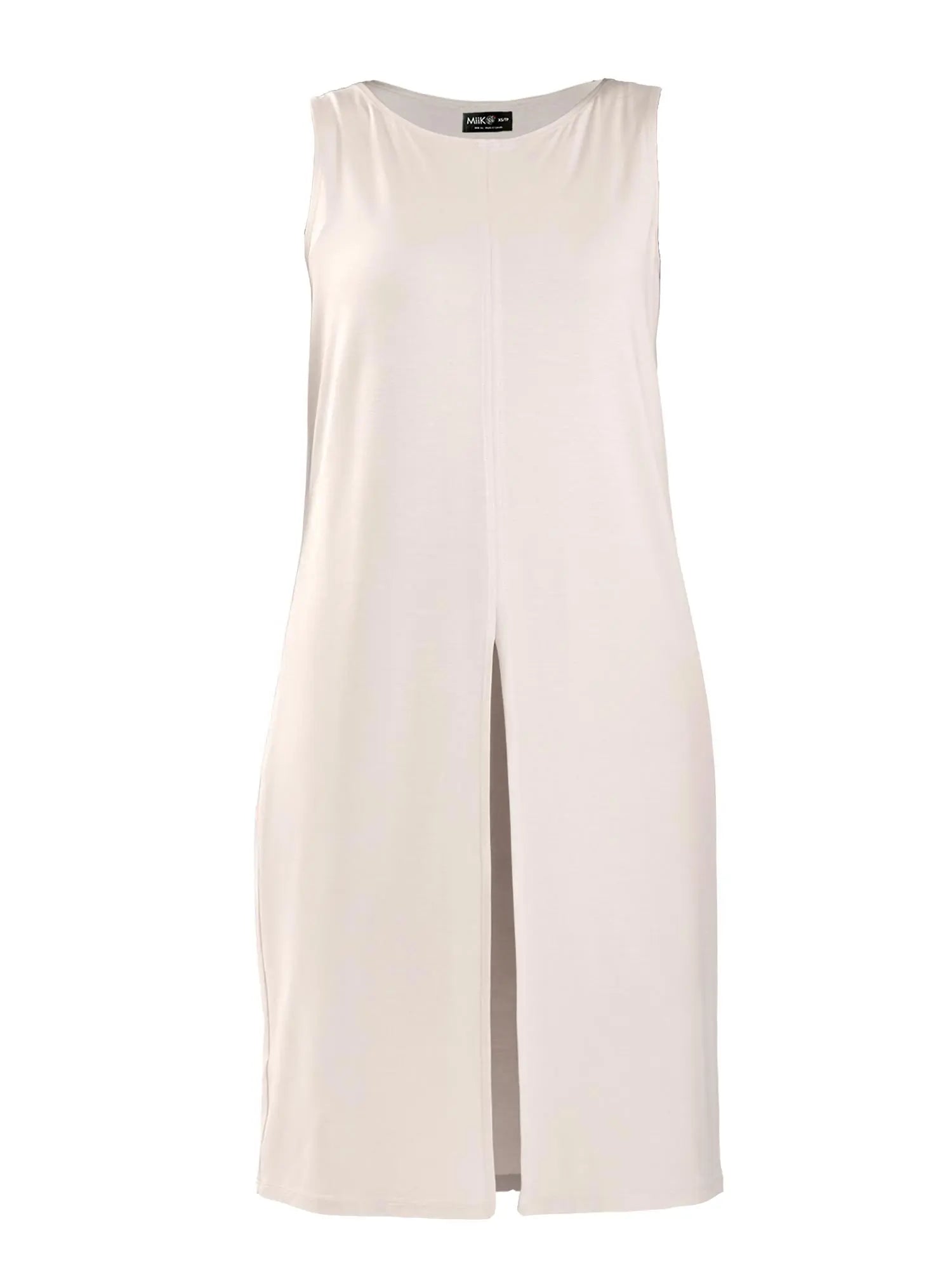 Alaya front slit sleeveless long tunic for women in Sandstone 