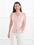 Alba tailored stretchy vest for women in Ballet pink on model Jo, size XS @Jo-XS 