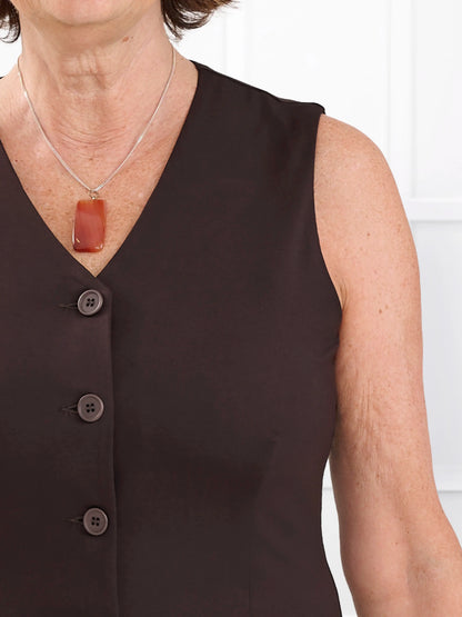 Alba tailored stretchy vest for women in Dark chocolate 