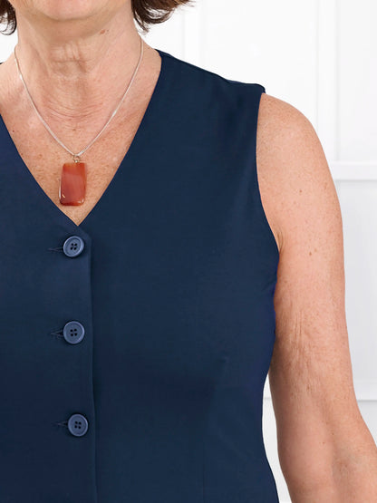 Alba tailored stretchy vest for women in Navy 