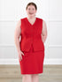 Alba tailored stretchy vest for women in Chili on model Bri, size XL @Bri-XL 