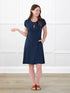 Aleeza t shirt dress with pockets for women in Navy on model Jo, size XS @Jo-XS 