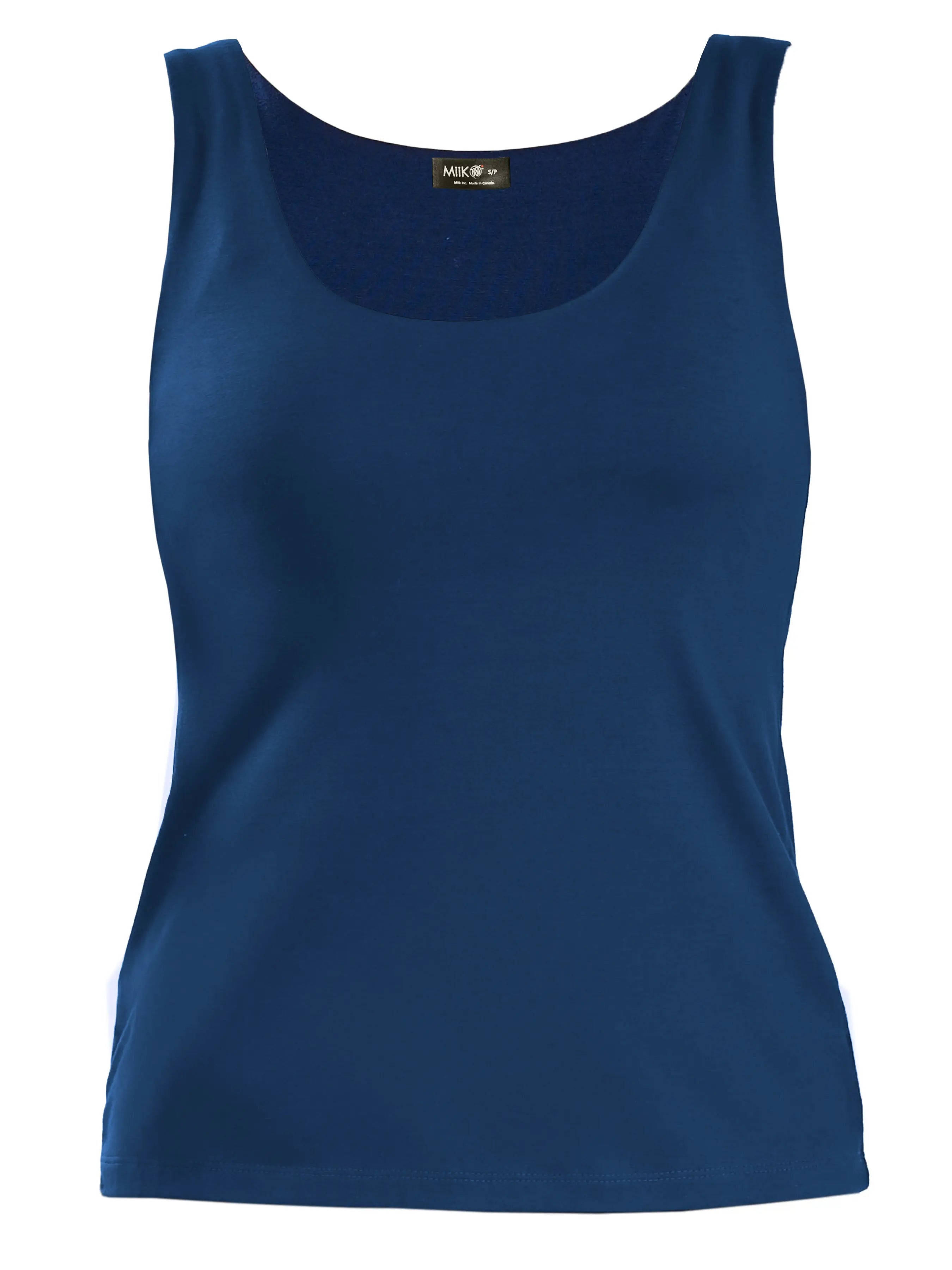 Amina reversible neckline shelf bra tank for women in Navy 