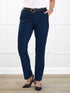 Asia mid rise slim pant for women in Navy 