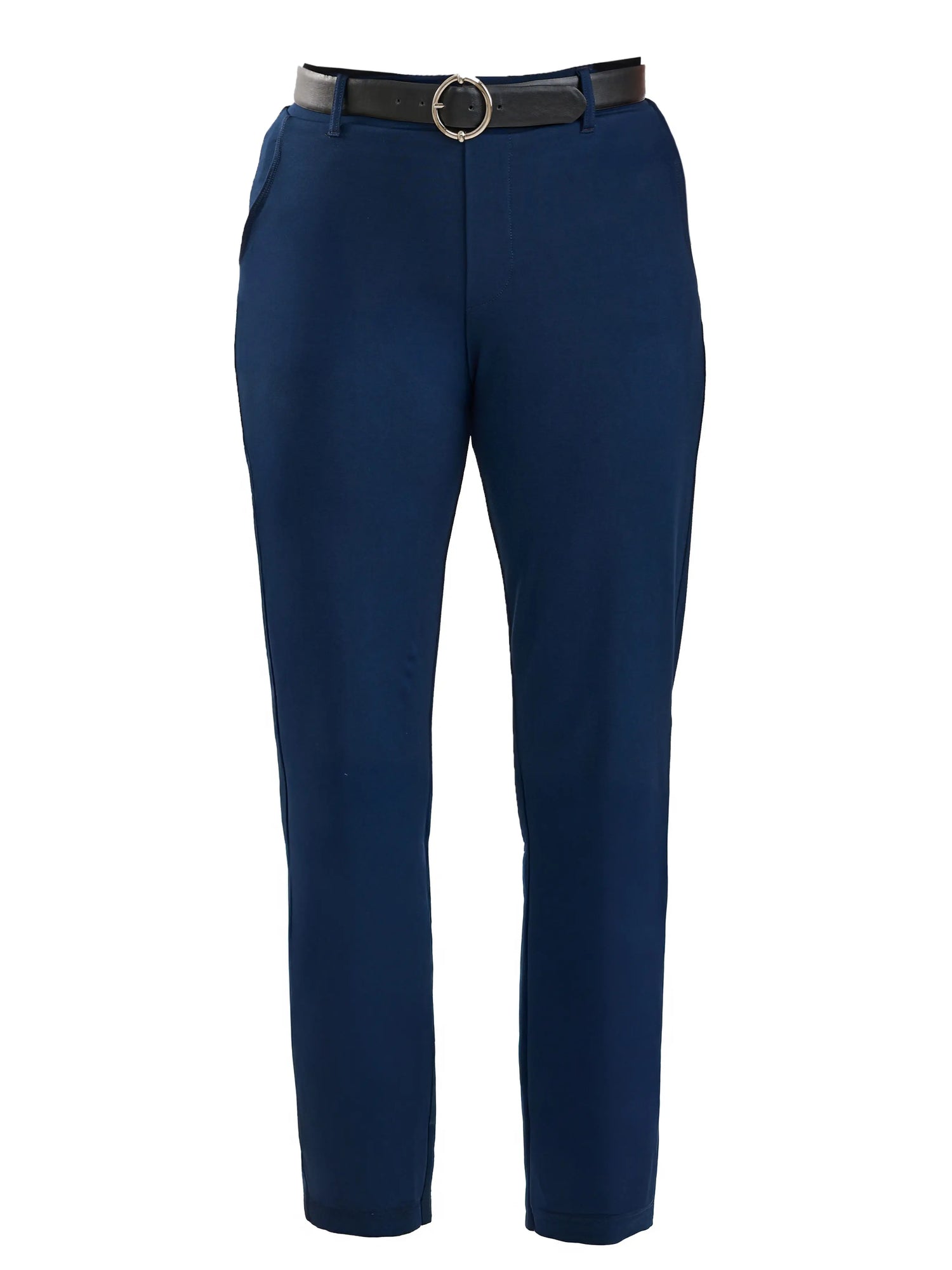 Asia mid rise slim pant for women in Navy 