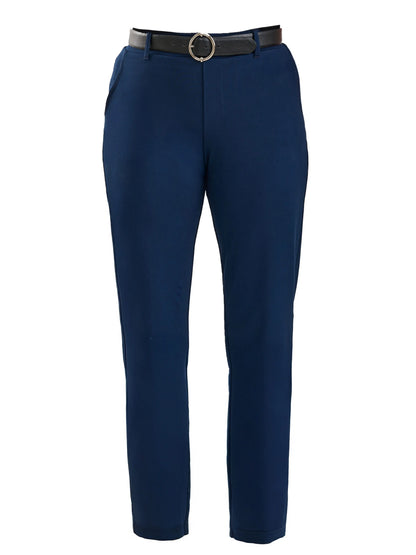 Asia mid rise slim pant for women in Navy 
