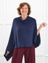 Asli lightweight sweater knit poncho for women in Midnight blue 