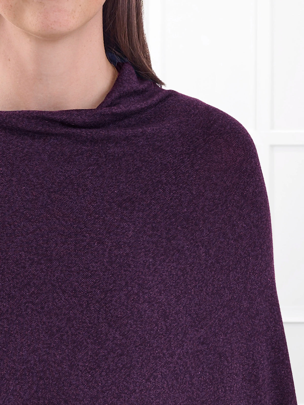 Asli lightweight sweater knit poncho for women in Blackcurrant 