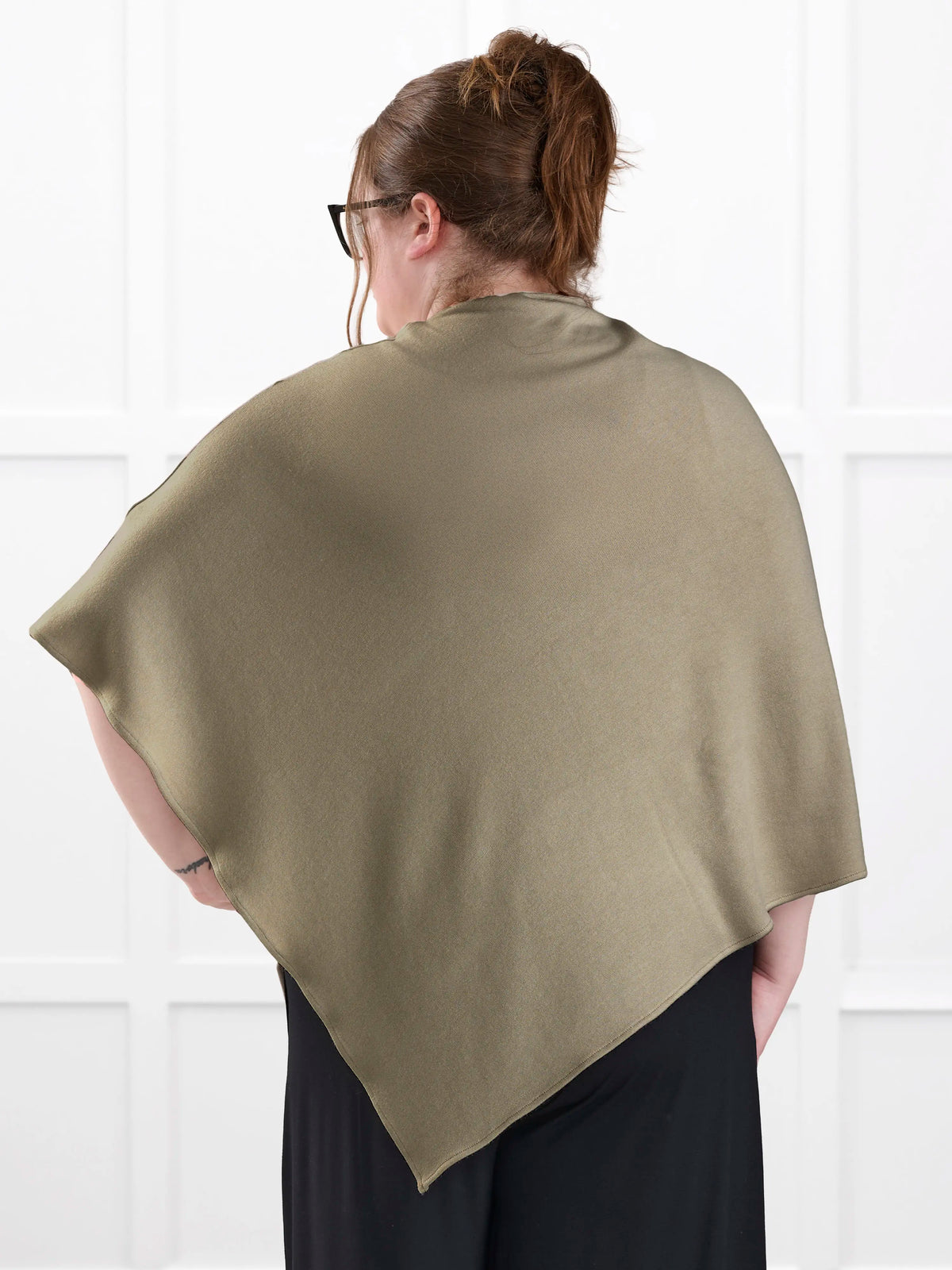 Asli lightweight sweater knit poncho for women in Thyme 