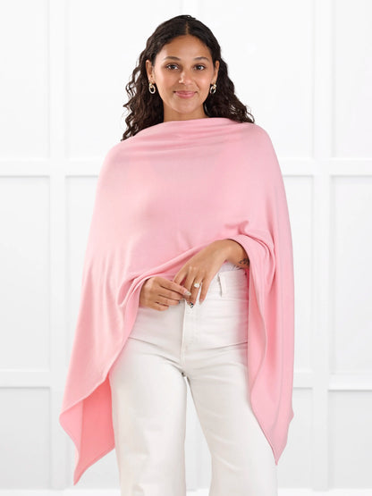 Asli lightweight sweater knit poncho for women in Whisper pink 