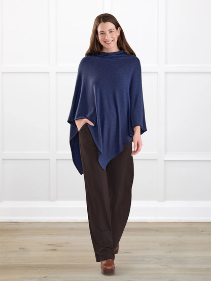 Asli lightweight sweater knit poncho for women in Midnight blue 