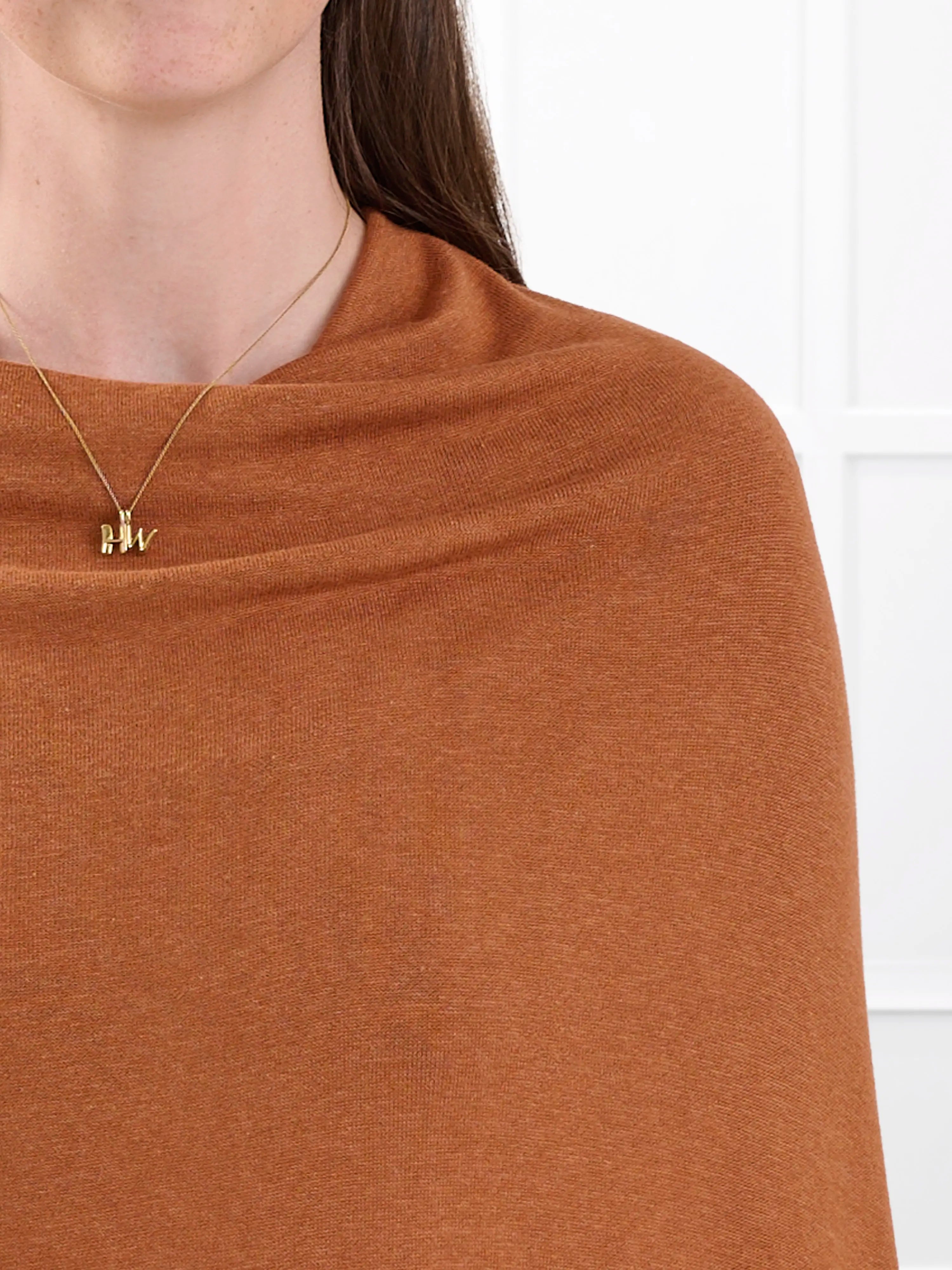 Asli lightweight sweater knit poncho for women in Rust 
