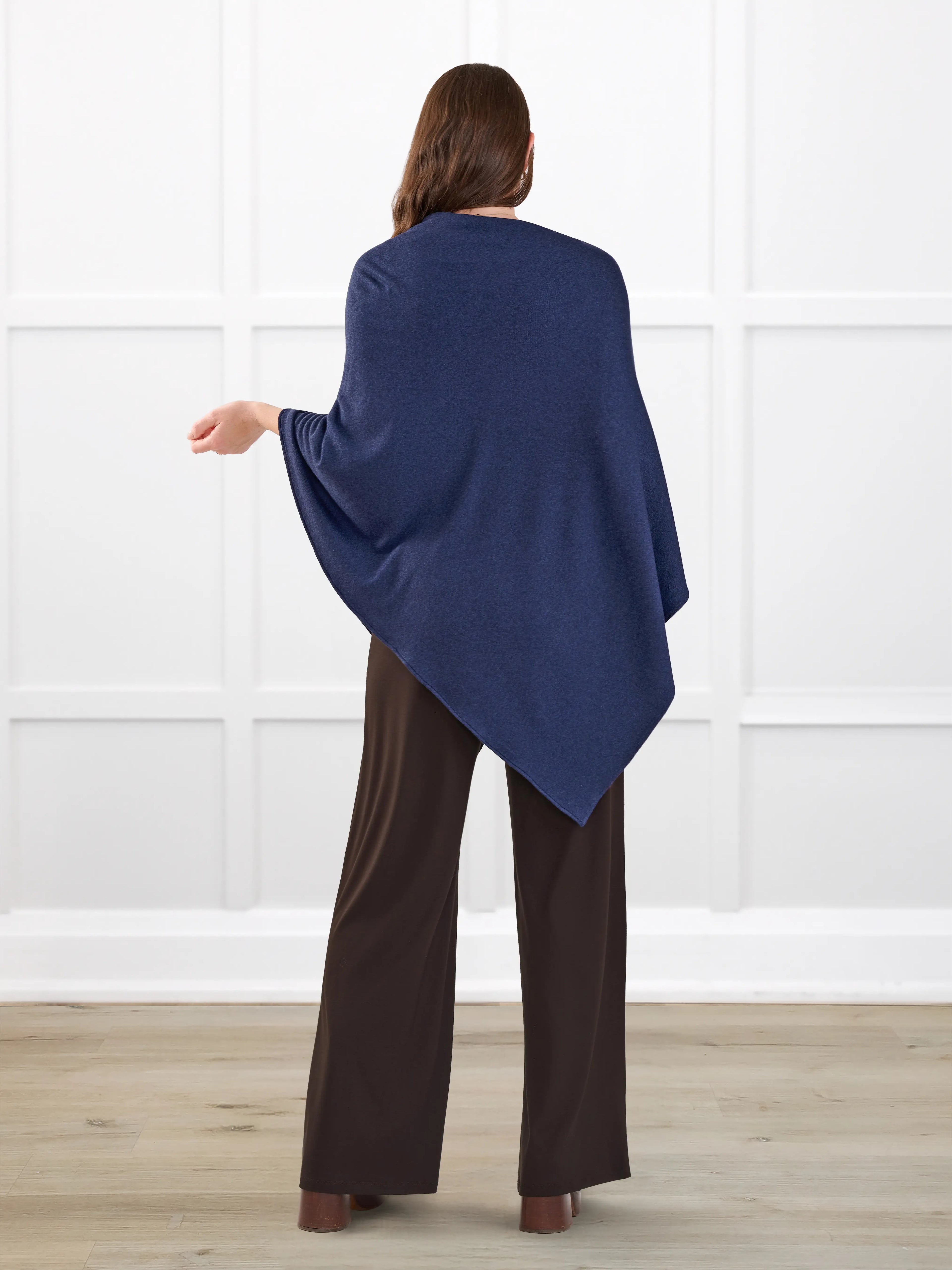 Asli lightweight sweater knit poncho for women in Midnight blue 