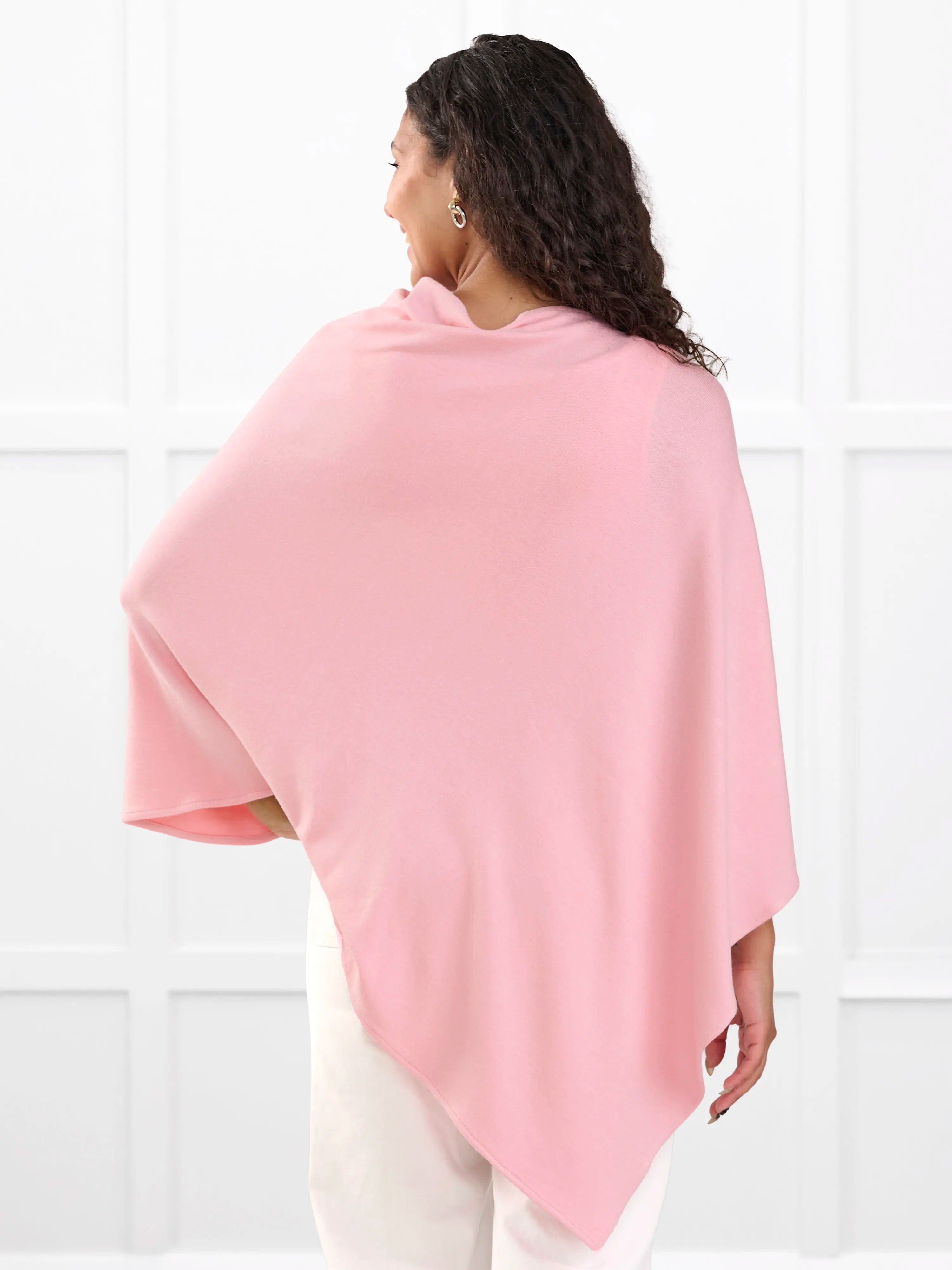Asli lightweight sweater knit poncho for women in Whisper pink 